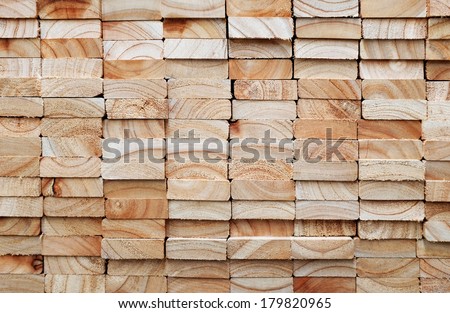 Stack of square wood planks for furniture materials