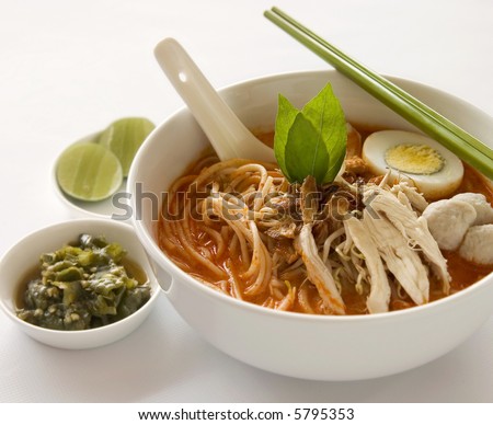 laksa curry. Oriental spicy curry Laksa