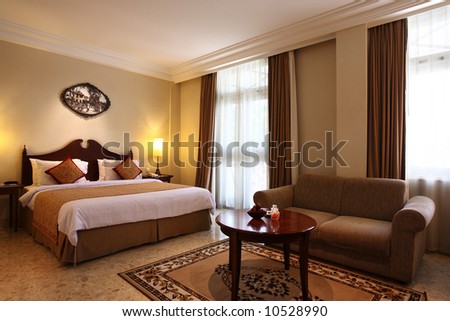 Interior of a luxury hotel bedroom