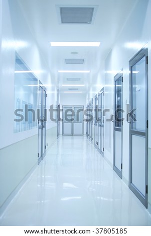 an empty laboratory corridor