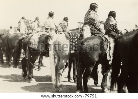 Vintage photo of Native Americans riding horses