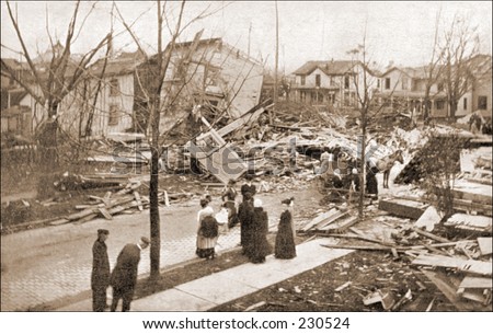 Vintage photo of the aftermath of an earthquake