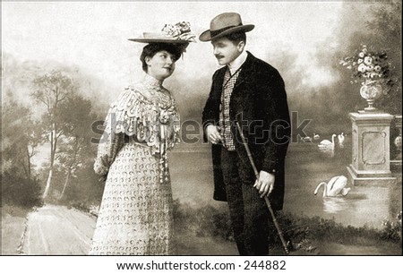 Vintage Photo of a Courting Couple In Park