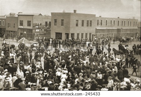 Vintage Photo of a Throng Of People in the Street