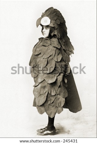 Vintage Photo of a Child Wearing Chicken Costume
