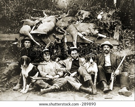 Vintage Photo of a Deer Hunters