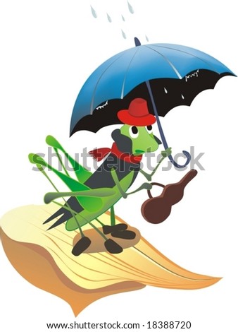 Clip Art Grasshopper. grasshopper with umbrella