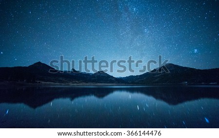 mountain and the stars reflection