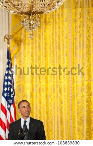 WASHINGTON - MAY 29: US President Barack Obama speaks at the Presidential Medal of Freedom ceremony at the White House May 29, 2012 in Washington, D.C.