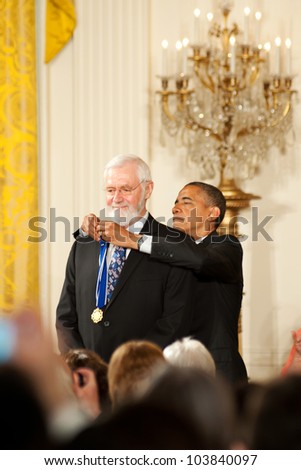 WASHINGTON - MAY 29: President Barack Obama awards the Presidential Medal of Freedom to William Foege at a ceremony at the White House May 29, 2012 in Washington, D.C.