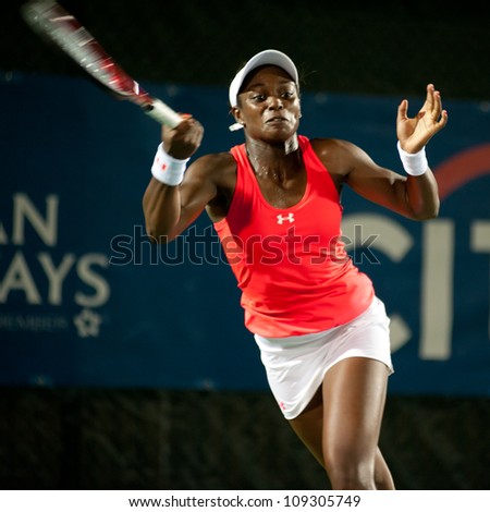 WASHINGTON-AUGUST 3:Sloane Stephens (USA) falls to Magdalena Rybarikova (SVK, not pictured) at the Citi Open semifinals on August 3, 2012 in Washington.