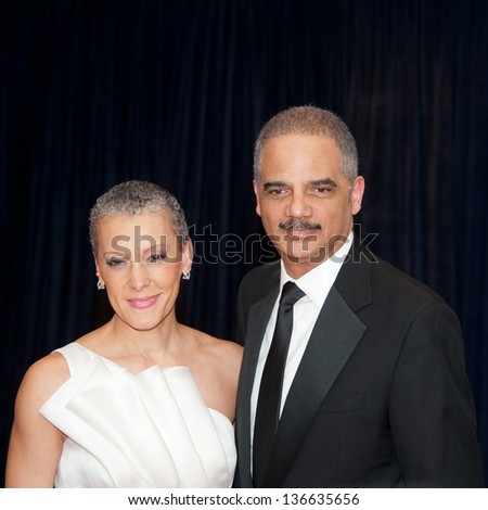 WASHINGTON - April 27:  United States Attorney General Eric Holder and wife Sharon Malone arrive at the White House Correspondents Dinner April 27, 2013 in Washington, DC