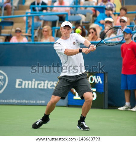 WASHINGTON - AUGUST 3, 2013:  Dmitry Tursunov (RUS) falls to John Isner (USA, not pictured) in the semifinals of the Citi Open tennis tournament on August 3, 2013 in Washington
