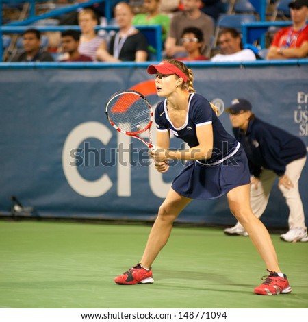 WASHINGTON - AUGUST 3, 2013: Alize Cornet (FRA) falls to Andrea Petkovic (GER, not pictured) in the semifinals of the Citi Open tennis tournament on August 3, 2013 in Washington