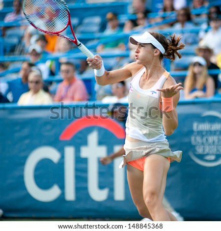 WASHINGTON - AUGUST  4, 2013: Andrea Petkovic (GER) falls to Magdalena Rybarikova (SVK, not pictured) in the final round of the Citi Open tennis tournament on August 4, 2013 in Washington
