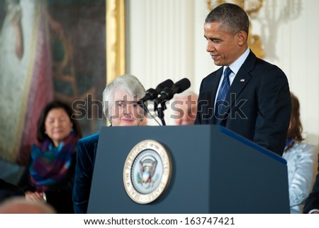 Washington - November 20: Retired judge Patricia Wald receives the Presidential Medal of Freedom at a ceremony at The White House on November 20, 2013 in Washington, DC.