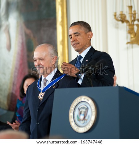 Washington -Â?Â? November 20: Mario Molina receives the Presidential Medal of Freedom at a ceremony at The White House on November 20, 2013 in Washington, DC.