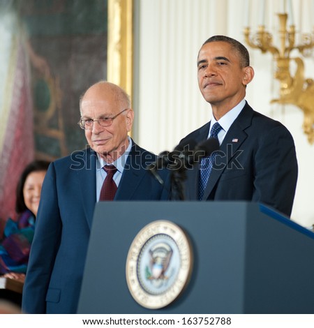 Washington - November 20: Psychologist Daniel Kahneman receives the Presidential Medal of Freedom at a ceremony at The White House on November 20, 2013 in Washington, DC.