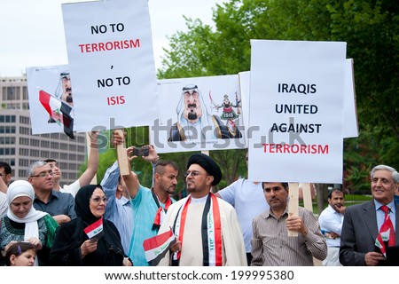 WASHINGTON, DC - JUNE 21: Iraqi demonstrators protested against ISIS in front of the White House in Washington, DC on June 21, 2014.