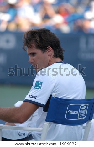 WASHINGTON, D.C. - AUGUST 11, 2008:  Tommy Haas (GER) during his first-round win over Rik De Voest (RSA, not pictured) at the Legg Mason Tennis Classic