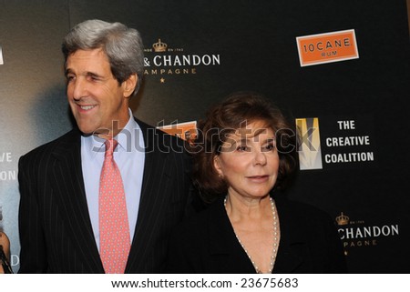 WASHINGTON - JANUARY 19: U.S. Senator John Kerry and Teresa Heinz Kerry arrive for the Creative Coalition dinner on behalf of the presidential inauguration on January 19, 2009 in Washington.