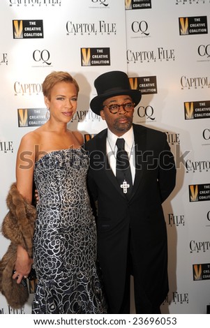 WASHINGTON -- JANUARY 20: Director Spike Lee and wife Tonya Lewis arrive at the January 20, 2009 Creative Coalition dinner before the presidential inaugural ball in Washington, D.C.