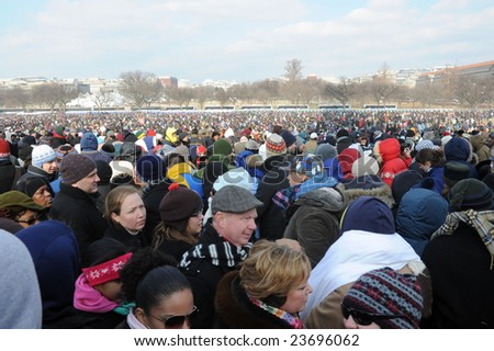 WASHINGTON -- JANUARY 20: Record crowds line the national mall in Washington, D.C. for the inauguration of Barack Obama on January 20, 2009