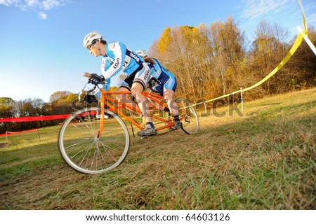 MARYLAND- NOVEMBER 7: A tandem bike competes in the Tacchino Ciclocross competition on November 7, 2010 in Upper Marlboro, Maryland.