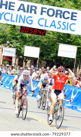 ARLINGTON, VIRGINIA - JUNE 12: Leah Kirchmann of Canada wins the women\'s race at the U.S. Air Force Cycling Classic on June 12, 2011 in Arlington, Virginia