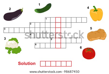 Kids Crossword Puzzles on Vegetable Puzzle  Crossword   Words Game For Children Stock Vector