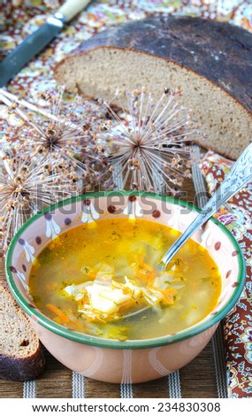 cabbage soup with mushrooms (shchi)