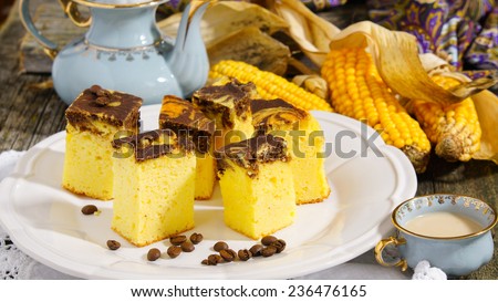 polenta with coffee (corn cake) healthy breakfast