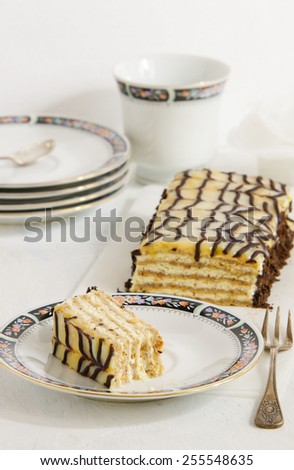 Esterhazy cake - almond chocolate cake, popular in Hungary, Austria and Germany. Named in honor of the Hungarian diplomat Antal Pal Esterhazy