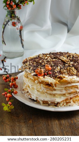 Napoleon cake - multilayer cake with cream