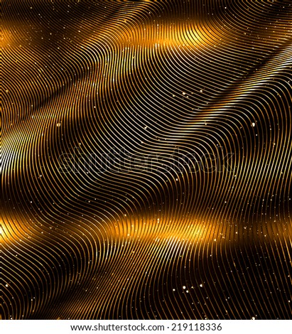 An atmospheric abstract of space and time in gold and black