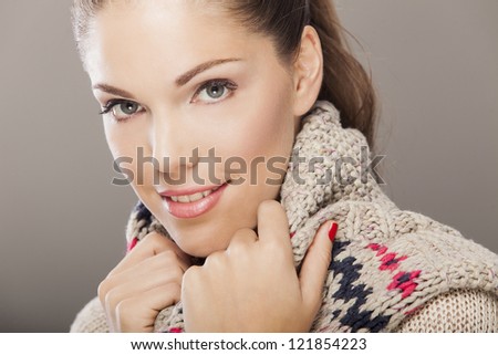 Young woman in winter clothes