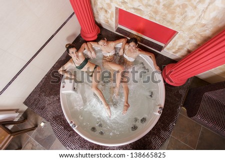 Young women in the hot tub