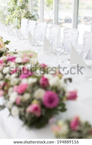 Floral wedding decoration on the table