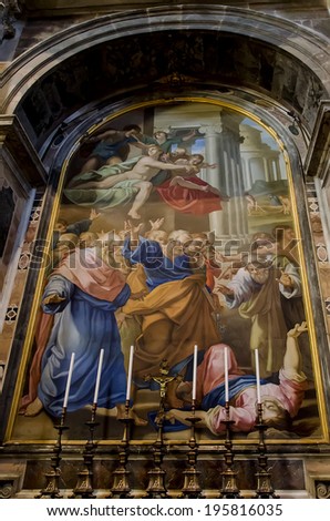VATICAN - OCTOBER 14, 2011: Interior of the Saint Peter Cathedral in Vatican. Saint Peter\'s Basilica has the largest interior of any Christian church in the world.