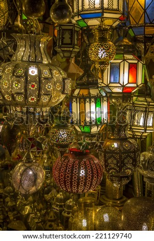 Oriental lamps on the Marrakech market