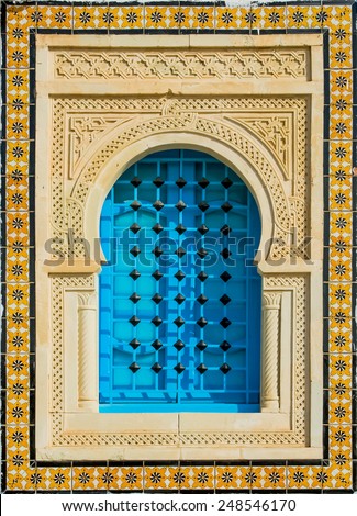 Decorated arabic style house window from Tunisia, Africa