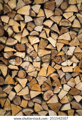 Closeup detail of the logs pile