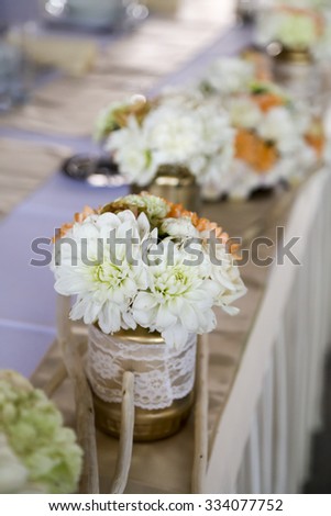 Closeup of the floral wedding decoration