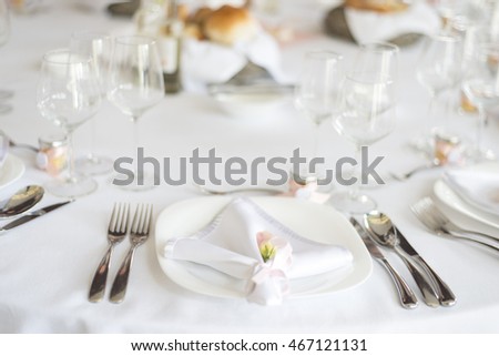 Close up view at wedding decoration rose on a plate