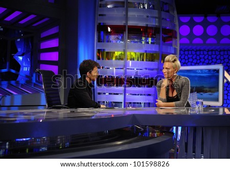 MADRID - MAY 20: TV host Pablo Motos interviews singer Kate Ryan at the Spanish TV show \