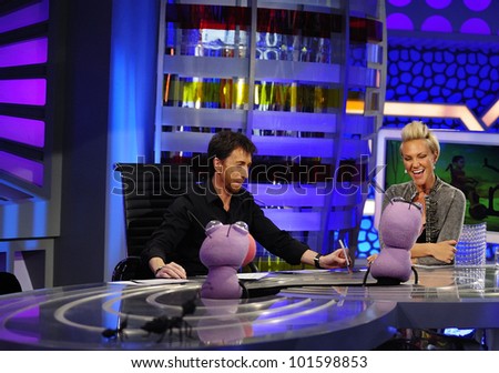MADRID - MAY 20: TV host Pablo Motos interviews singer Kate Ryan at the Spanish TV show \