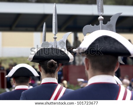 MADRID - MAY 5: Ceremony of the Oath of Allegiance of the Royal Guards at El Pardo Palace on May 4, 2012 in Madrid