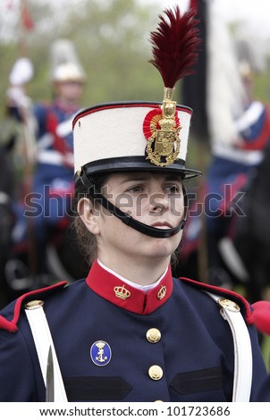 MADRID - MAY 5: Royal guard. Ceremony of the Oath of Allegiance of the Royal Guards at El Pardo Palace on May 4, 2012 in Madrid