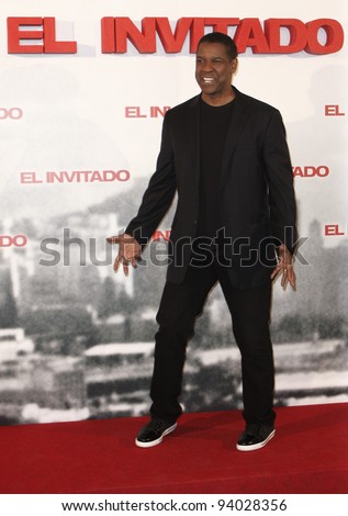MADRID - JANUARY 31: Denzel Washington presents the movie \