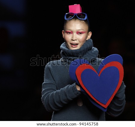 MADRID - FEBRUARY 1: Agatha Ruíz de la Prada presents his fall-winter collection during the Mercedes Benz Madrid Fashion Week at the IFEMA on February 1, 2012 in Madrid, Spain.